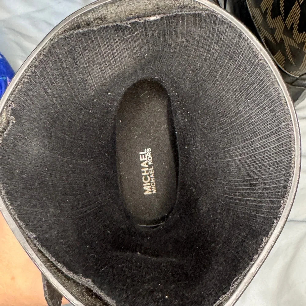 Michael Kors MK Logo Black Rubber Rain Boots Mid-Calf Buckle